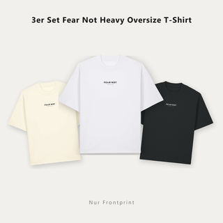 3er Set Fear Not Heavy Oversize T-Shirt Mix Basic in Schwarz, Weiss und Cream