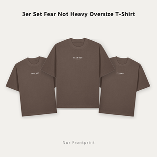 3er Set Fear Not Heavy Oversize T-Shirt in Mocha, drei Shirts mit Frontprint
