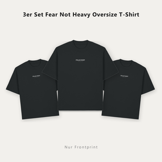 3er Set Fear Not Heavy Oversize T-Shirt in Schwarz, drei Shirts mit Frontprint