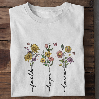 Geloof hoop liefde bloem T-shirt