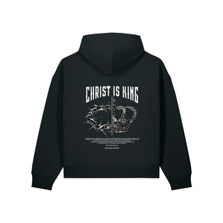 Christ is King Oversize Zipper Hoodie Backprint Schwarz Rückseite