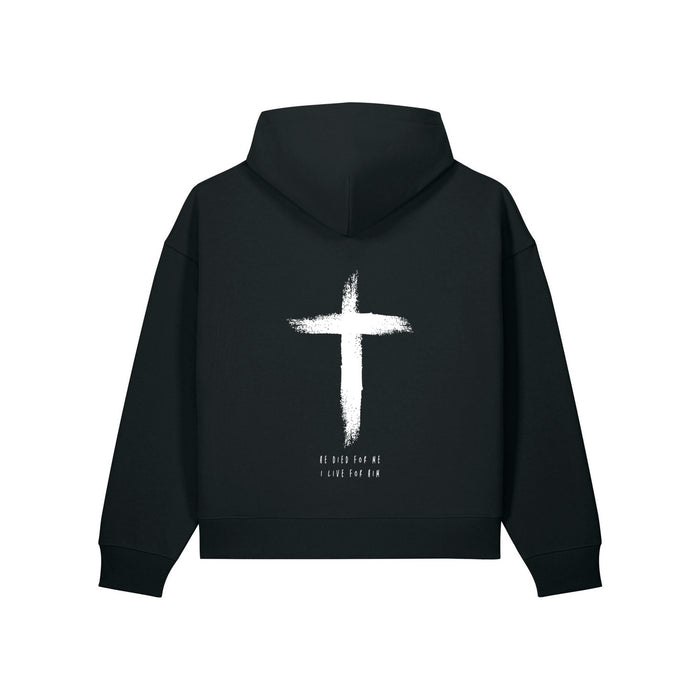 He Died Oversize Zipper Hoodie Backprint