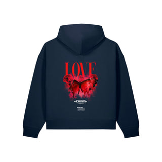 Love Streetwear Oversize Zipper Hoodie Backprint Navy Rückseite