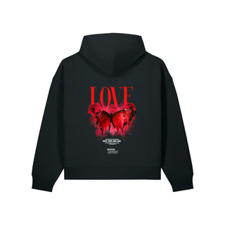 Love Streetwear Oversize Zipper Hoodie Backprint Schwarz Rückseite