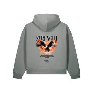Strength Streetwear Oversize Zipper Hoodie Backprint Grau Rückseite