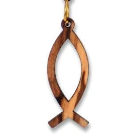 Fish necklace olive wood