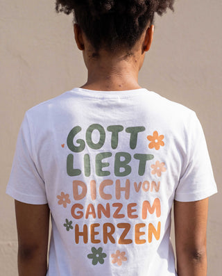 Gott liebt dich von ganzem Herzen Shirt Backprint, christliche Streetwear von Mountain Movers