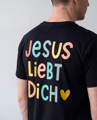 Jesus liebt dich - Cute Shirt Backprint, christliche Streetwear von Mountain Movers