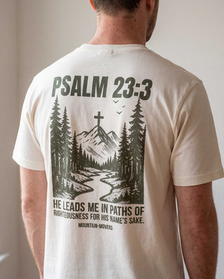 Psalm 23:3 Shirt Backprint, christliche Streetwear von Mountain Movers