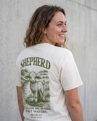 Shepherd Shirt Backprint, christliche Streetwear von Mountain Movers