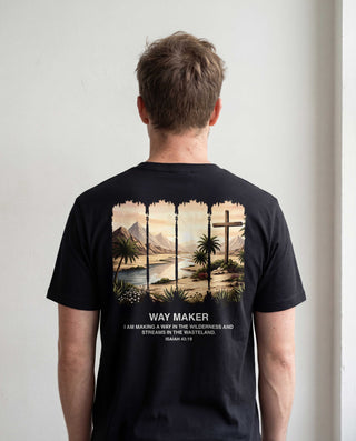 Way Maker in the Wilderness Shirt Backprint, christliche Streetwear von Mountain Movers