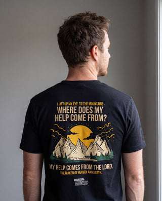 Help comes Shirt Backprint, christliche Streetwear von Mountain Movers