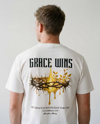 Grace wins Shirt Backprint, christliche Streetwear von Mountain Movers