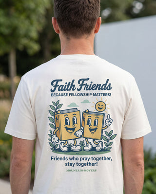 Faith Friends Retro Shirt Front & Back, christliche Streetwear von Mountain Movers