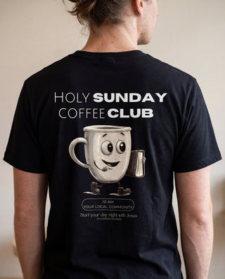 Holy Sunday Coffee Club Shirt BackPrint, christliche Streetwear von Mountain Movers
