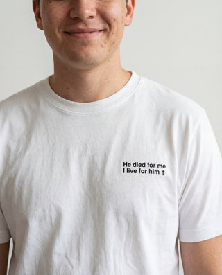 He died for me (minimalistisch) Shirt, christliche Streetwear von Mountain Movers
