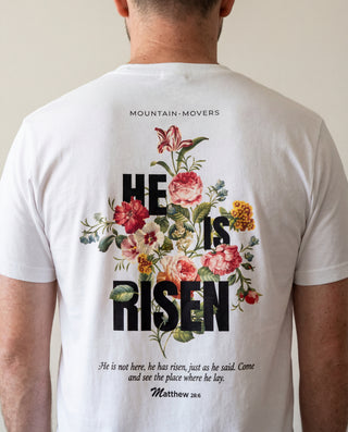 He is Risen Streetwear Shirt BackPrint, christliche Streetwear von Mountain Movers
