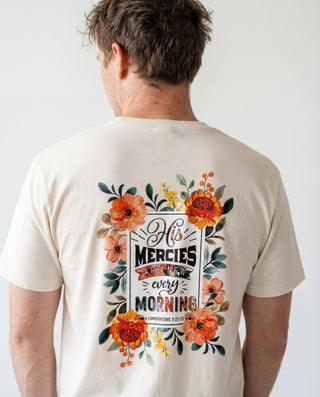 His Mercies are new Shirt BackPrint, christliche Streetwear von Mountain Movers