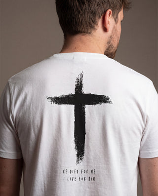 He Died Shirt Backprint, christliche Streetwear von Mountain Movers