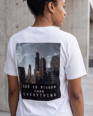 God is Bigger Shirt Backprint schwarz, Mountain Movers christliche Streetwear