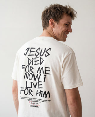 Jesus died for me Shirt Backprint, christliche Streetwear von Mountain Movers