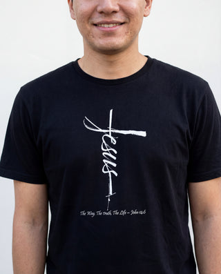 Jesus Cross Shirt Frontprint, christliche Streetwear von Mountain Movers