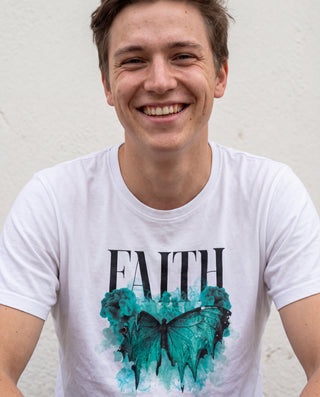 Faith Streetwear Front T-Shirt Detailansicht, Mountain Movers christliche Streetwear