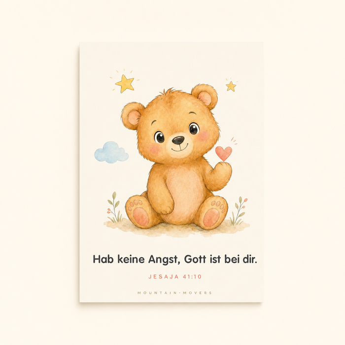 Do Not Be Afraid, God Is With You, Bear Kids Poster A4