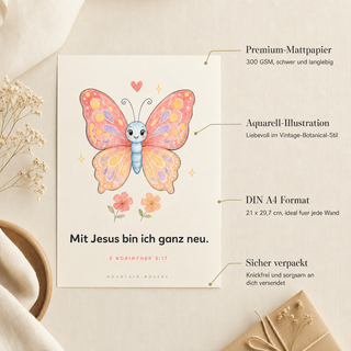 Kinderposter Schmetterling Produktdetails - 300 GSM, A4, knickfrei verpackt