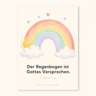 Christliches Kinderposter Regenbogen - Der Regenbogen ist Gottes Versprechen, 1. Mose 9:13, A4