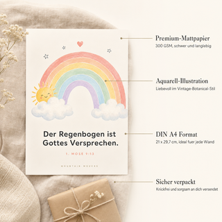 Kinderposter Regenbogen Produktdetails - 300 GSM, A4, knickfrei verpackt