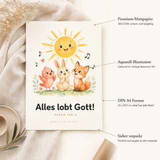 Kinderposter Tiere Produktdetails - 300 GSM, A4, knickfrei verpackt