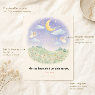 Kinderposter Engel Produktdetails - 300 GSM, A4, knickfrei verpackt