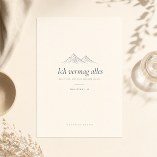 Christliches Poster Berge - Ich vermag alles, Philipper 4:13, A4