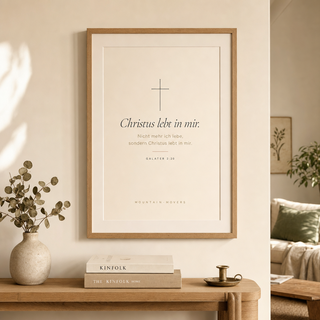 Poster Kreuz gerahmt im Wohnzimmer, Galater 2:20