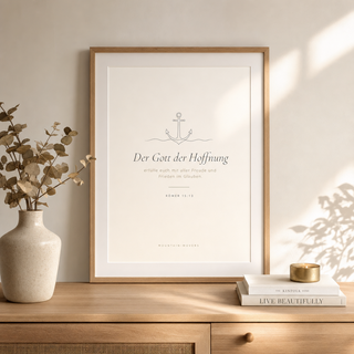 Poster Anker gerahmt im Wohnzimmer, Römer 15:13