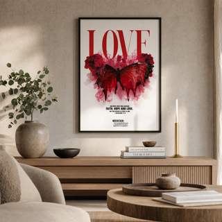 Love Streetwear Poster gerahmt im skandinavischen Wohnzimmer, Lifestyle Mountain Movers