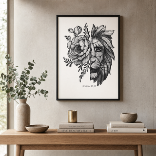 Majesty Poster gerahmt im skandinavischen Wohnzimmer, Lifestyle Mountain Movers