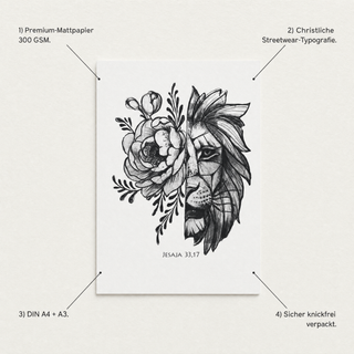 Majesty Poster Detail mit USP-Annotationen Premium-Mattpapier 300 GSM DIN A4 plus A3 knickfrei verpackt