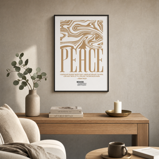 Peace Streetwear Poster gerahmt im skandinavischen Wohnzimmer, Lifestyle Mountain Movers