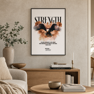 Strength Streetwear Poster gerahmt im skandinavischen Wohnzimmer, Lifestyle Mountain Movers
