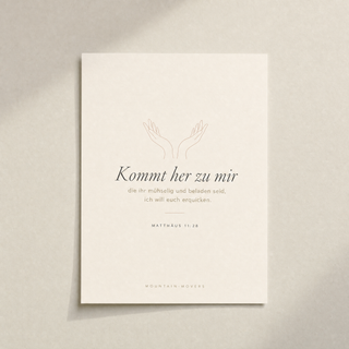 Christliches Poster Hände - Kommt her zu mir, Matthäus 11:28, A4