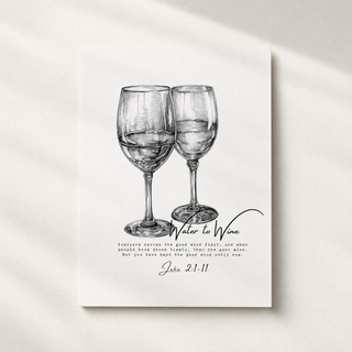 Water to Wine Sketch Poster A4, christliches Wandposter Hero von Mountain Movers