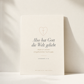 Christliches Poster Herz - Also hat Gott die Welt geliebt, Johannes 3:16, A4