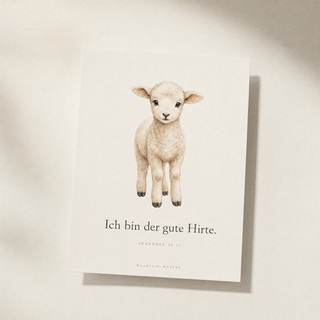 Christliches Kinderposter Lamm - Ich bin der gute Hirte, Johannes 10:11, A4