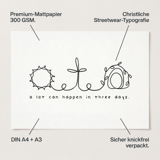 A Lot Can Happen In 3 Days Poster Detail mit USP-Annotationen Premium-Mattpapier 300 GSM DIN A4 plus A3 knickfrei verpackt