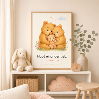 Kinderposter Bärchen im Kinderzimmer, Johannes 13:34