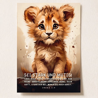 Kinderposter Loewe A4, christliches Aquarell Kinderposter Hero von Mountain Movers