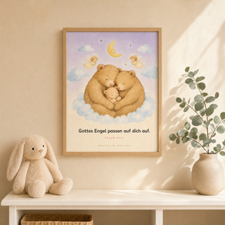 Kinderposter Bärchen-Engel im Kinderzimmer, Psalm 91:11