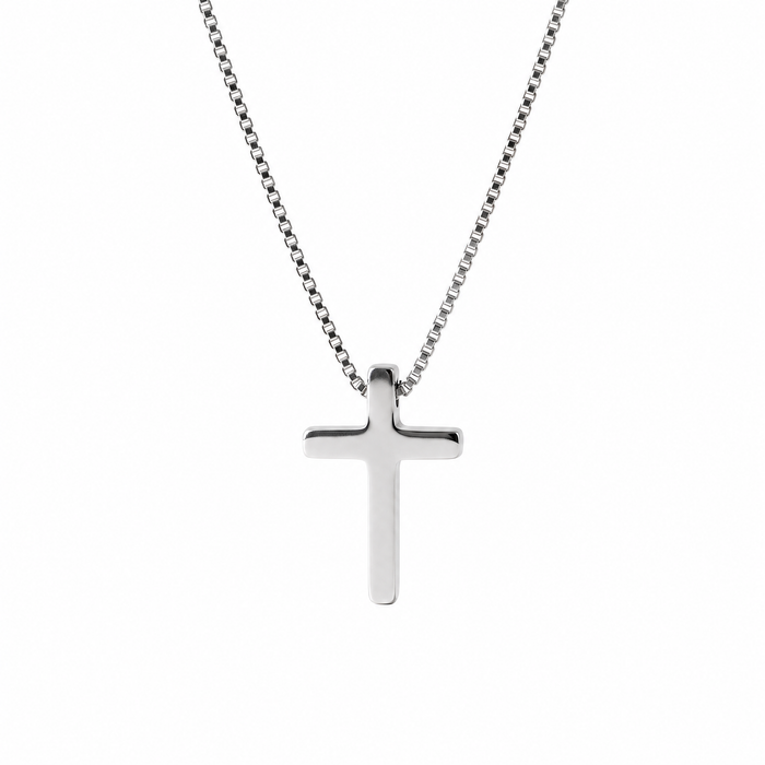 Geschenk: Minimalistische Kreuzkette Edelstahl